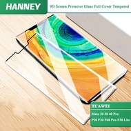 HANNEY For Huawei Mate 20 30 40 50 60 Pro P20 P30 P40 P50 P60 Pro P30 Lite 9D Screen Protector Glass Full Cover Tempered Film 9DGH-01