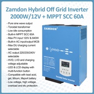 Zamdon Toroidal Hybrid Off-grid Solar Inverter 12V2000W with 60A MPPT SCC