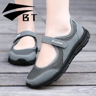 BTผู้หญิงรองเท้าแบนขายสบายรองเท้าสุขภาพHealth Careสำหรับสตรีรองเท้ากีฬาผ้าระบายรองเท้าสำหรับผู้สูงอา