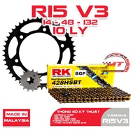 Yamaha R15 V3 chain sprocket, RK black gold chain 428HSB (10mm)