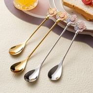 Japanese-style Cherry Blossom Spoon304Stainless Steel Coffee Spoon High-Value Dessert Spoon Alloy He