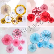 PAPER FAN DECORATION PAPER FAN SET 6 IN 1 PAPERFAN/ PAPER FLOWER/ BIRTHDAY DECORATION/ BIRTHDAY DECO