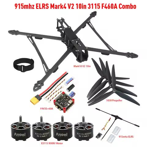 RC FPV Drone Kit W Mark4 V2 10in 427mm Frame X3115 900KV Motor 1050-3 Blade Props F4V3S PLUS 60A Sta