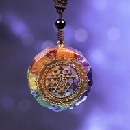 Orgonite Pendant Sri Yantra Natural Crystal Agate Necklace/Sacred Geometry Chakra Energy Necklace Me