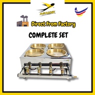 Metallogy Iron/Stainless Steel 4 Burner Pancake Gas Stove 7 Inch/Gas Stove Apam Balik 4 Burner/Ban C
