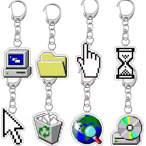 Creative Double-sided Print Retro Pixel Art Y2K Aesthetic Vintage Computer Icon Vaporwave Tech Acryl