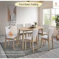 Linsy Natural TOP 1 Dining Set1+6 1+6 Meja Makan / Dining Table Set/Solid Wood Dining Set