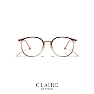 CLAIRE : (MTU) แว่นสายตายาวรุ่น "MATA" แว่นกรองแสงสีฟ้า กันแดด UV ออกแดดเปลี่ยน "ชา"