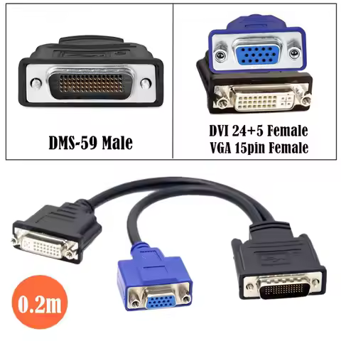 DVI 59 Pin Male To DVI (24+5) Female+VGA 15pin Female, Adapter Split Cable For High-End Video Cards,