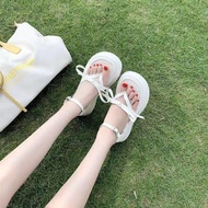 Cute bow Sandal with 3cm high thick sole, super pretty flat sandal sandal perempuan
