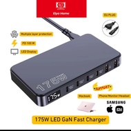 175W GaN USB C Charger LED Display 6-port Desktop Charger Type C PD 100W PPS 45W Fast Charging