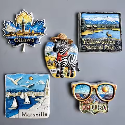 Resin Fridge magnet Ottawa Marseille Sudan USA National park Mexico Cuba Athens Croatia Saudi Arabia