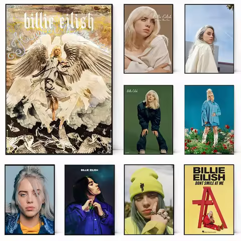 Billie Eilish Poster Art Canvas Wall Decor Music Fans Room Picture Happier Than Ever Album Singer Ho