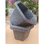 Fa380 black hexagonal plastic pot, mouth size 28cm x height 22cm