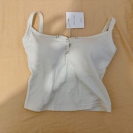 BEIGY Cream Button Up Ribbed Tank Top size s