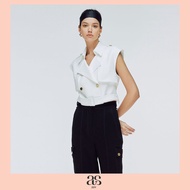 [asv ss24] Agnes Cropped  Blouse เสื้อผู้หญิง ทรงครอปครึ่งตัว แขนล้ำ แต่งกระดุมคู่ด้านหน้า แต่งคาดเข