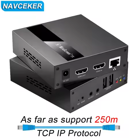 Navceker HDMI KVM Extender Over IP RJ45 Ethernet Network KVM Extender USB HDMI 250M Over UTP/STP KVM