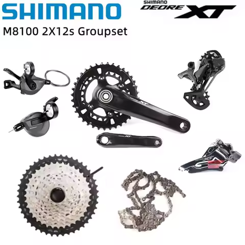 SHIMANO DEORE XT M8100 2x12s Kit 36-26T Crankset 10-45T Cassette M8100 Chain With M8120 Rear Deraill