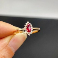 侯爵夫人紅寶石彩色剛玉馬眼切割天然鑽石18k戒指紅寶石戒指