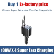 Pengecas Kereta Pantas B.G.B Car Charger Adapter 4 Port Car Charger Type c Car Charger With Cable So