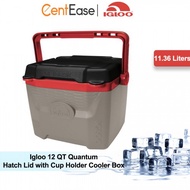 Igloo 12 QT Quantum Hatch Lid with Cup Holder Cooler Box - Blaze Red