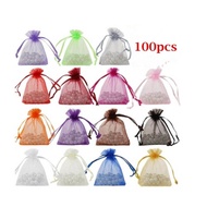 100pcs Drawable White Small Organza Bags Favor Wedding Christmas Bag Jewelry Packaging Bags Pouches