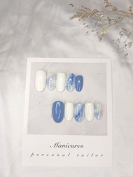 灰藍/暈染/指甲貼片/穿戴甲