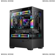 WHUEAL เคสคอมพิวเตอร์กระจกใส270องศาเคส PC Tower สำหรับ M-ATX เมนบอร์ด ITX CPU Water Cooler SSDx1 + H