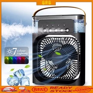 Cooling Fan 6 Inches Air Conditioner With 5 Sprays 7 Colours Lighting Portable Fan Mini Kipas Mini Fan Air Humidifier USB Desktop Mini Aircond Air Cooler 风扇