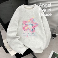 (24 Hours Delivery) Angel Official oversize Modern Round Neck Shirt Plus Size Korean Long-Sleeved Lo