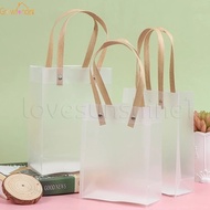 [Christmas] 3-Sizes Simple Trendy Frosted PP Handbag Frosted Bag Semi Transparent PVC Handbag Christmas Gift Packing Candy Jewelry Flowers Gift Bag