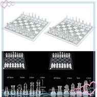 [meteor2] Glass International Chess Board with Chess Pieces Set, Crystal Chess Set Portable board Game for Adults Children VCVW