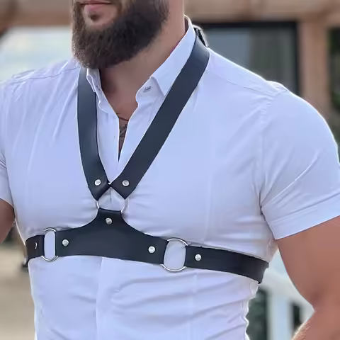Leather Body Harness Gentlemen Adjustable Fetish Lingerie Gay Clothing Sexual Body Chest Harness Bel