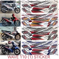 WAVE 110 BODY COVER STICKER STRIPE COVER SET WAVE 110RS (1) WHITE RED BLACK BLUE WAVE110RS WAVE110 R