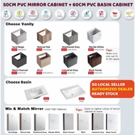 SG Local Seller Authorized Dealer High Quality PVC Waterproof Basin Cabinet 60cm & Mirror Cabinet 50