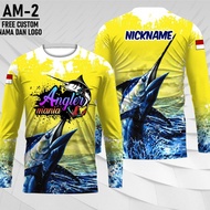 jersey mancing mania baju mancing custom kaos angler lengan panjang - kuning m