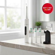 2-in-1 Electric Toothbrush, 5 Settings, Removes Stains, 2 Interchangeable Brush Heads