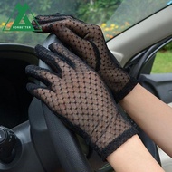 FORBETTER Women Gloves Anti Uv Driving Mittens Mesh Lattice Sexy Driving Gloves