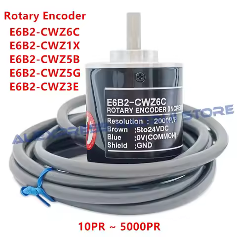 1Pcs Optical Rotary Encoder E6B2-CWZ6C 10PR~5000PR 100PR 360 1000PR 1024 1800 2000PR 5to24VDC E6B2 C