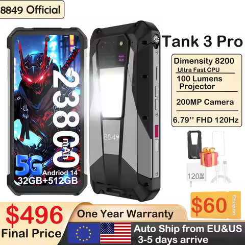 8849 Tank 3 Pro Unihertz Rugged Smartphones Projector Android 5G 23800mAh 512GB 36GB 200 MP Camera D