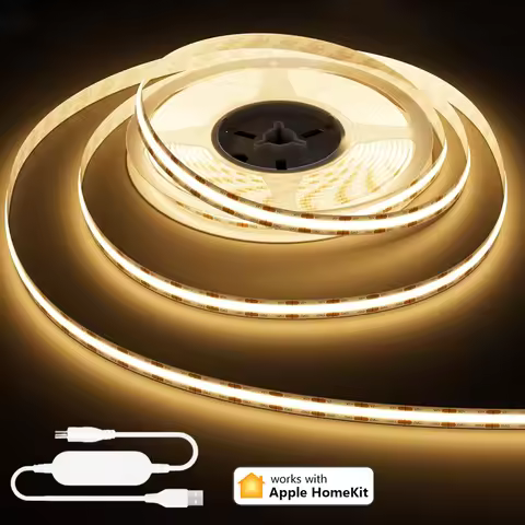 USB Homekit WiFi COB LED Light Strip KIT Dimmable 5V 1M 2M 3M 5M Flexible Soft Room Cabinet Lighting