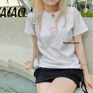 Quini.made - Floral Embroidered Baby Tee + “quini.made” - Premium Material 100% Cotton - QUINI STORE