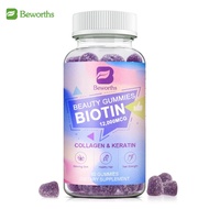 BEWORTHS Biotin Gummies 12000mcg with Biotin, Collagen, Keratin, Chlorophyll, Zinc and Vitamin A, B6