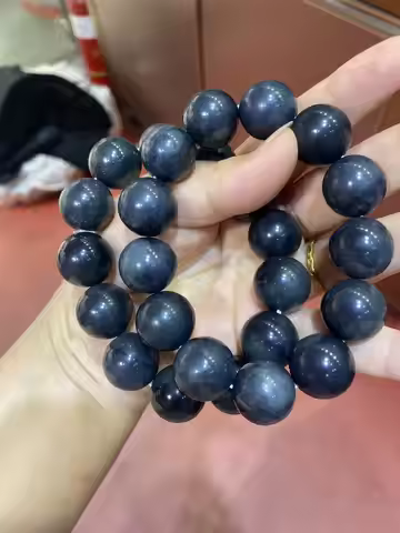 Natural hetian jade bracelet true jade Round bead bracelet Hotan Jade Blue and White jewelry Fine Je