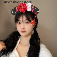 MXFASHIONE Chinese Style Hair Hoop, Pearl Beaded Ancient Style Hanfu Flower Headband, Sweet Ethnic Style Hair Accessories Tassel Children Hair Bands Hanfu