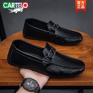 A-6💚Cartelo Crocodile（CARTELO）Gommino Male2024New Autumn Men's Casual Leather Shoes Soft Bottom Breathable Business Loaf