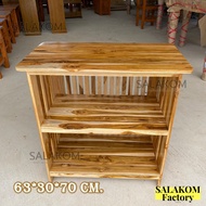 SLK 3-Layer Teak Shelf 63*30*70 Cm. (W*L*S) Shoe Rack/Microwave Clear Coating Color