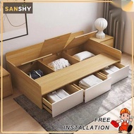 SANSHY  Tatami Bed Frame Bed Frame With Storage Single Bed Frame Super Single Bed Frame Queen&King B