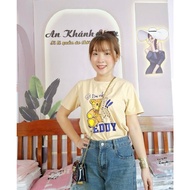 Thai Women's 100% Cotton T-shirt, Medium Form 40~58kg, Cool, Soft, 4-Way Stretch, Personality, Best 