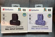 (全新行貨現貨) 可消費券VerbatimT型3位擴充插座PD 3.0 Type-C充電及QC3.0 USB-A充電
